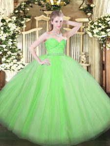 Sweetheart Sleeveless Zipper Quinceanera Gowns Tulle