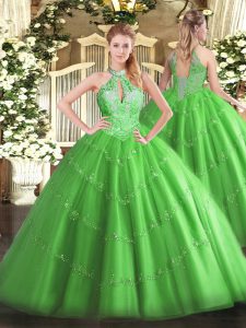 Sleeveless Floor Length Beading Lace Up Sweet 16 Dress