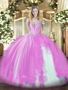 Best Selling Sleeveless Lace Up Floor Length Beading and Ruffles Quinceanera Dresses