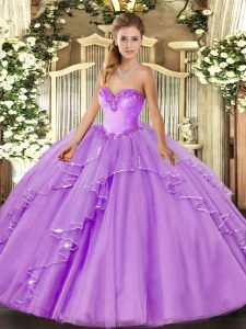 Clearance Tulle Sleeveless Floor Length Vestidos de Quinceanera and Beading and Ruffles