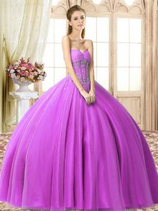 Sleeveless Beading Lace Up Quinceanera Dress