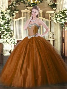 Spectacular Floor Length Ball Gowns Sleeveless Rust Red Sweet 16 Dresses Lace Up