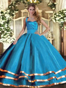 Spectacular Floor Length Baby Blue Sweet 16 Dress Halter Top Sleeveless Lace Up