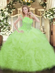 Ball Gowns Sweet 16 Quinceanera Dress Scoop Organza Sleeveless Floor Length Zipper