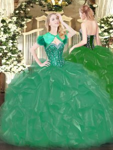 Organza Sleeveless Floor Length Quinceanera Gown and Beading and Ruffles