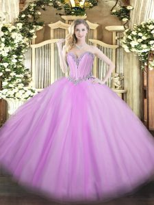 Fantastic Floor Length Lavender Sweet 16 Dresses Sweetheart Sleeveless Lace Up