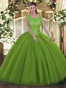 Sleeveless Beading Floor Length Quince Ball Gowns