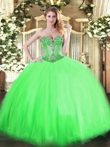 Fantastic Lace Up Sweet 16 Dress Beading Sleeveless Floor Length