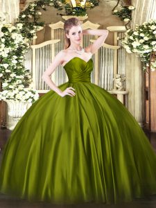 Modern Floor Length Olive Green Quinceanera Dress Sweetheart Sleeveless Zipper