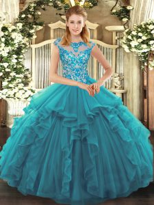 Top Selling Cap Sleeves Ruffles Lace Up Quinceanera Dress