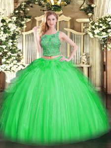Decent Floor Length Sweet 16 Dress Scoop Sleeveless Lace Up