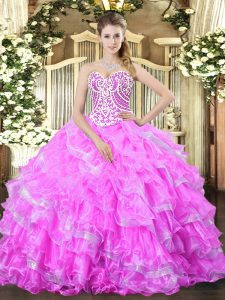 Sweetheart Sleeveless Lace Up 15 Quinceanera Dress Lilac Organza