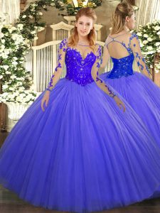 Hot Selling Long Sleeves Lace Up Floor Length Lace Sweet 16 Quinceanera Dress