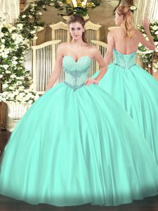 Satin Sleeveless Floor Length Sweet 16 Quinceanera Dress and Beading