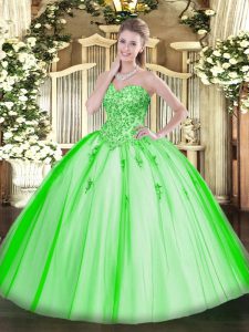 Lace Up Sweetheart Appliques Sweet 16 Quinceanera Dress Tulle Sleeveless