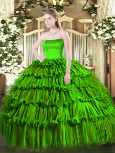 Custom Design Strapless Sleeveless Zipper Sweet 16 Quinceanera Dress Organza