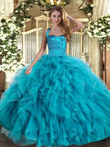 Sleeveless Lace Up Floor Length Ruffles Quince Ball Gowns