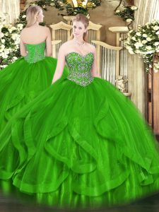 Sleeveless Lace Up Floor Length Beading and Ruffles Quinceanera Dresses