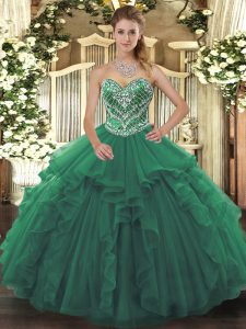 Floor Length Ball Gowns Sleeveless Green Quinceanera Dress Lace Up