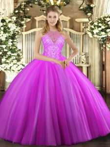 Noble Sleeveless Beading Lace Up Quinceanera Gown