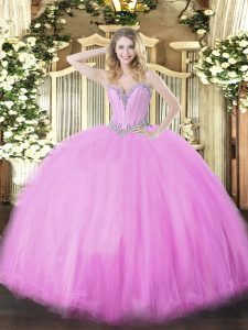 Dazzling Lilac Sweetheart Lace Up Beading Quinceanera Gown Sleeveless