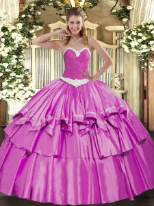 Clearance Sleeveless Lace Up Floor Length Appliques and Ruffled Layers Sweet 16 Dress
