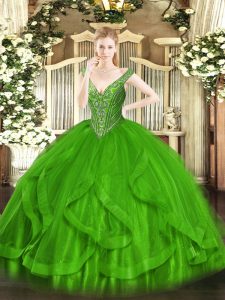 Sleeveless Tulle Lace Up Quinceanera Gowns for Military Ball and Sweet 16 and Quinceanera