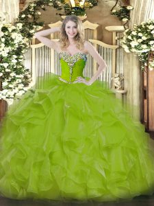 Admirable Sleeveless Beading and Ruffles Lace Up Vestidos de Quinceanera