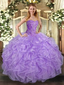 Fantastic Tulle Sleeveless Asymmetrical Quinceanera Gown and Beading and Ruffles