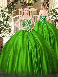 Attractive Satin Sleeveless Floor Length Quinceanera Gown and Beading