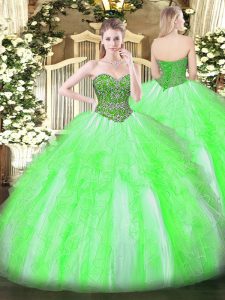 Amazing Sleeveless Beading and Ruffles Floor Length 15 Quinceanera Dress