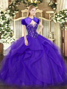 Sweetheart Sleeveless Lace Up Vestidos de Quinceanera Purple Tulle