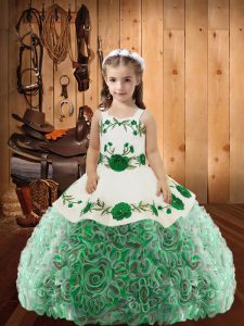 Attractive Multi-color Straps Neckline Embroidery and Ruffles Kids Pageant Dress Sleeveless Lace Up