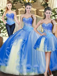 Sleeveless Beading Lace Up Quinceanera Gowns