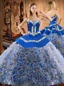 Glamorous Multi-color Sweetheart Neckline Embroidery Sweet 16 Dress Sleeveless Lace Up