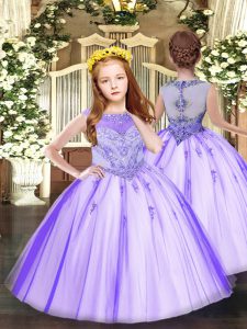 Sleeveless Beading and Appliques Zipper Kids Formal Wear