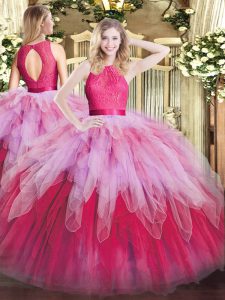 Exceptional Sleeveless Floor Length Ruffles Zipper Quinceanera Dresses with Multi-color