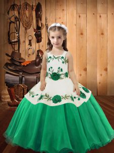 Hot Selling Turquoise Sleeveless Organza Lace Up Little Girls Pageant Dress Wholesale for Sweet 16 and Quinceanera