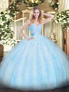 Organza Sleeveless Floor Length Quinceanera Dresses and Beading and Ruffles