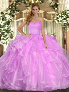 Glamorous Lilac Sleeveless Ruffles Floor Length Ball Gown Prom Dress