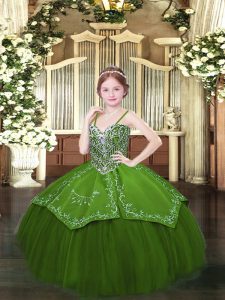 Beauteous Sleeveless Lace Up Floor Length Beading and Embroidery High School Pageant Dress