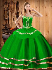 Gorgeous Green Sweetheart Neckline Embroidery Quinceanera Gowns Sleeveless Lace Up