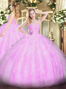 Top Selling Organza Sleeveless Floor Length 15th Birthday Dress and Beading and Ruffles
