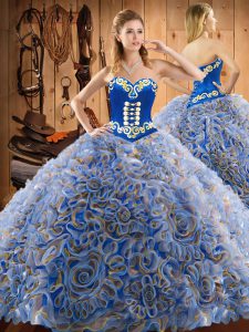 Chic Floor Length Multi-color Quinceanera Gown Sweetheart Sleeveless Lace Up