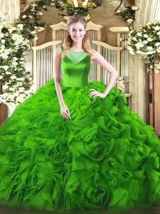 Excellent Floor Length Vestidos de Quinceanera Fabric With Rolling Flowers Sleeveless Beading