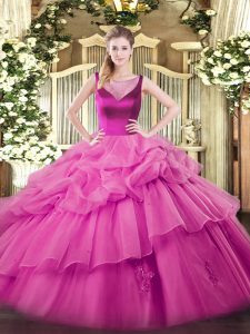 Scoop Sleeveless Side Zipper 15th Birthday Dress Lilac Organza