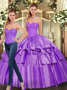 Sexy Organza Sleeveless Floor Length 15 Quinceanera Dress and Beading and Ruffled Layers