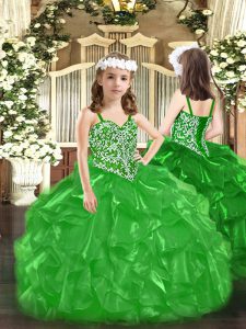Gorgeous Sleeveless Beading and Ruffles Lace Up Evening Gowns