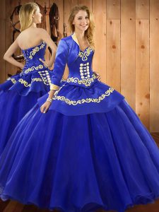 Fancy Blue Sleeveless Tulle Lace Up Vestidos de Quinceanera for Military Ball and Sweet 16 and Quinceanera