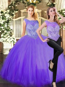 Best Selling Eggplant Purple Sleeveless Beading Floor Length Vestidos de Quinceanera